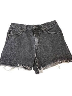 Madewell The Perfect Jean Short Faded Black Denim Raw Hem Size 26 Summer Casual